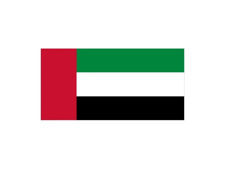 The national flag of United Arab Emirates, shown whole on the card for that country