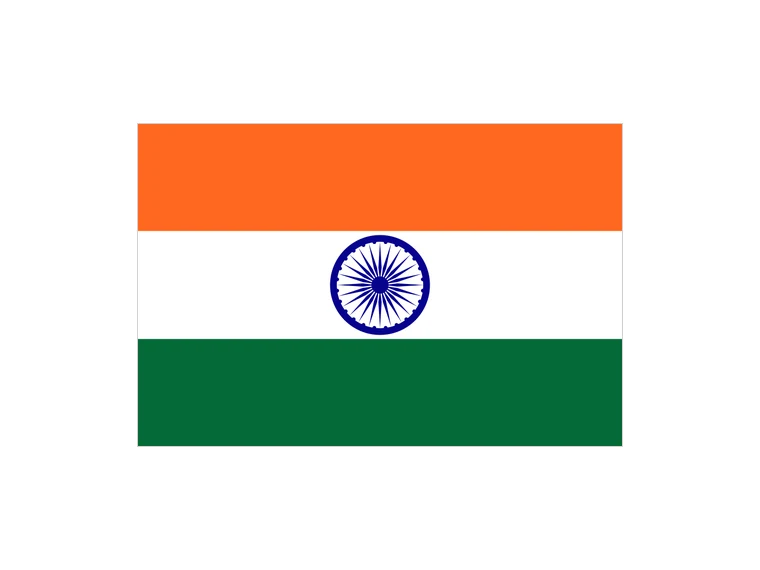 The national flag of India, shown whole on the card for that country