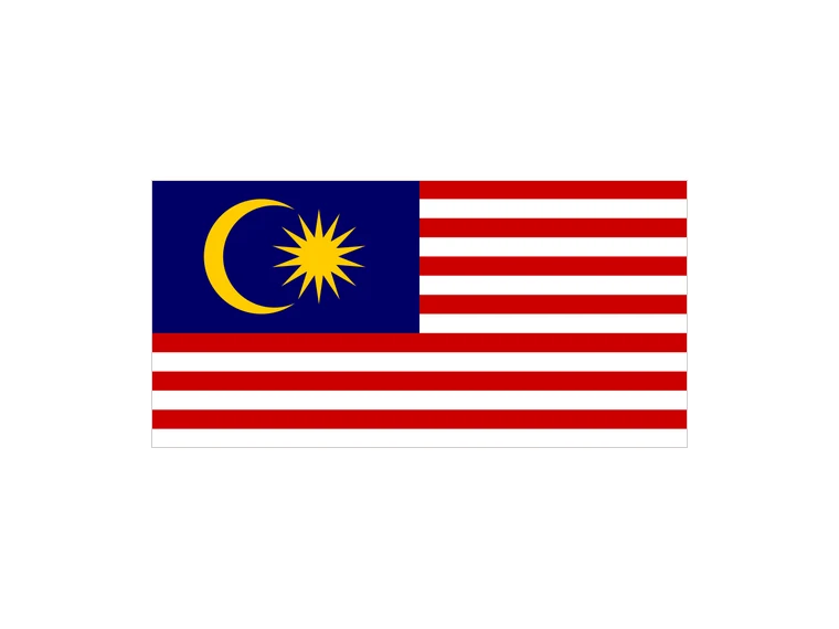 The national flag of Malaysia, shown whole on the card for that country